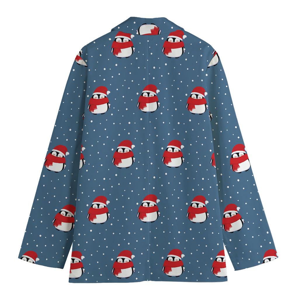 Christmas Snowy Penguin Pattern Print Women's Blazer