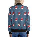 Christmas Snowy Penguin Pattern Print Women's Bomber Jacket