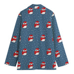 Christmas Snowy Penguin Pattern Print Women's Cotton Blazer