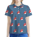 Christmas Snowy Penguin Pattern Print Women's Polo Shirt