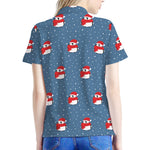 Christmas Snowy Penguin Pattern Print Women's Polo Shirt