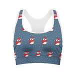 Christmas Snowy Penguin Pattern Print Women's Sports Bra