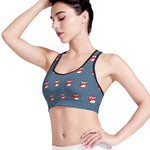 Christmas Snowy Penguin Pattern Print Women's Sports Bra