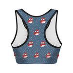 Christmas Snowy Penguin Pattern Print Women's Sports Bra
