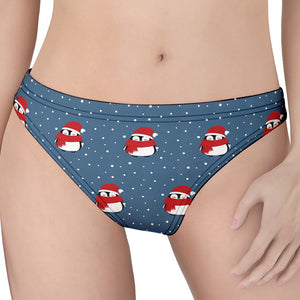 Christmas Snowy Penguin Pattern Print Women's Thong