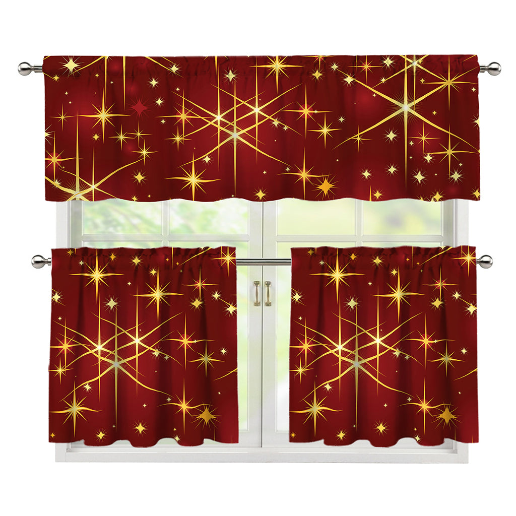 Christmas Sparkle Print 3 Piece Kitchen Curtains