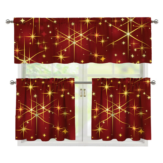 Christmas Sparkle Print 3 Piece Kitchen Curtains