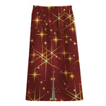 Christmas Sparkle Print Cotton Front Slit Maxi Skirt
