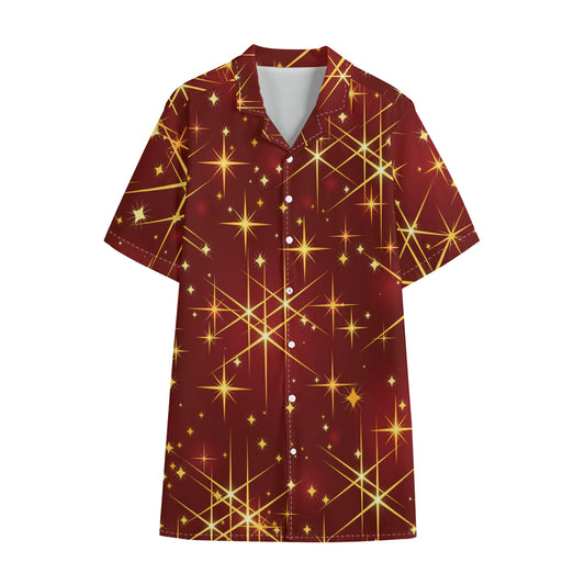 Christmas Sparkle Print Cotton Hawaiian Shirt