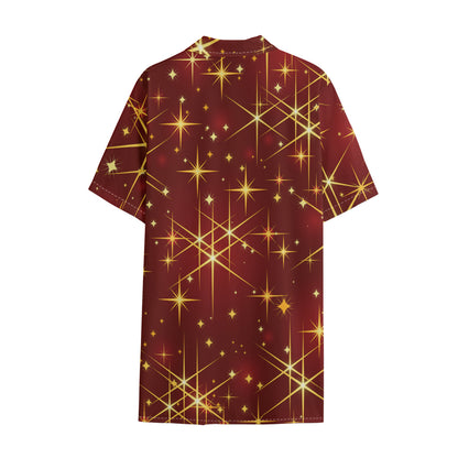 Christmas Sparkle Print Cotton Hawaiian Shirt