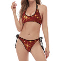 Christmas Sparkle Print Halter Scoop Tie Side Bikini