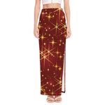 Christmas Sparkle Print High Slit Maxi Skirt