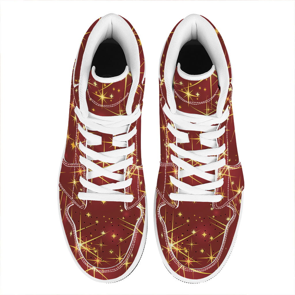 Christmas Sparkle Print High Top Leather Sneakers