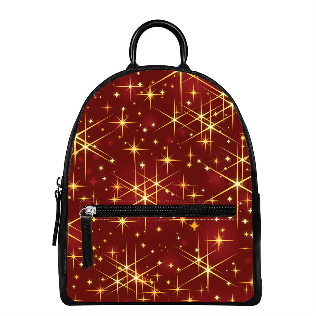 Christmas Sparkle Print Leather Backpack