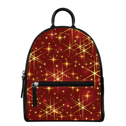 Christmas Sparkle Print Leather Backpack