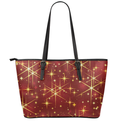 Christmas Sparkle Print Leather Tote Bag