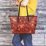 Christmas Sparkle Print Leather Tote Bag