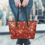 Christmas Sparkle Print Leather Tote Bag