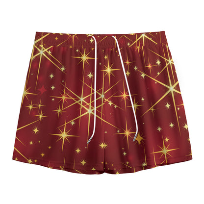 Christmas Sparkle Print Mesh Shorts