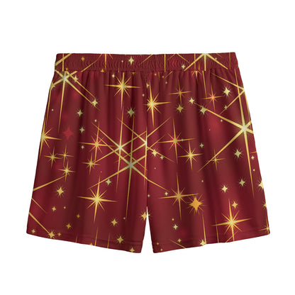 Christmas Sparkle Print Mesh Shorts