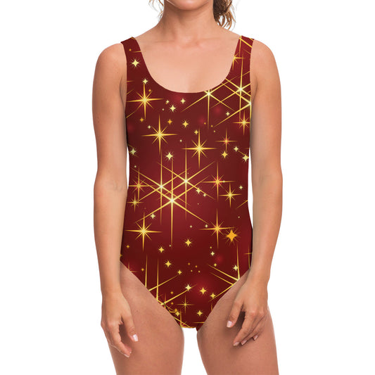 Christmas Sparkle Print One Piece Swimsuit