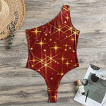 Christmas Sparkle Print One Shoulder Bodysuit