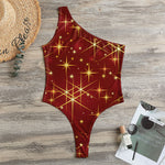Christmas Sparkle Print One Shoulder Bodysuit