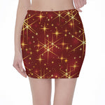 Christmas Sparkle Print Pencil Mini Skirt