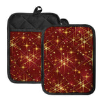 Christmas Sparkle Print Pot Holders With Pocket