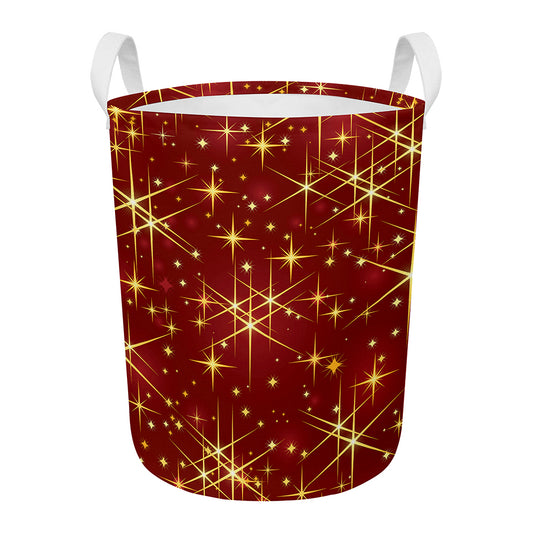 Christmas Sparkle Print Round Laundry Basket