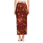 Christmas Sparkle Print Side Slit Maxi Skirt