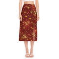 Christmas Sparkle Print Side Slit Midi Skirt