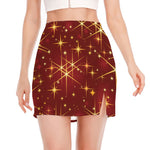 Christmas Sparkle Print Side Slit Mini Skirt