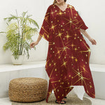Christmas Sparkle Print Silk V-Neck Kaftan Dress