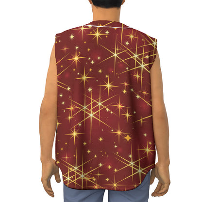 Christmas Sparkle Print Sleeveless Baseball Jersey