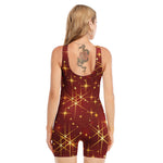 Christmas Sparkle Print Sleeveless One Piece Swimsuit