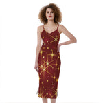 Christmas Sparkle Print Slim Fit Midi Cami Dress