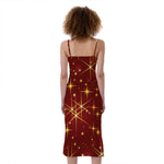 Christmas Sparkle Print Slim Fit Midi Cami Dress