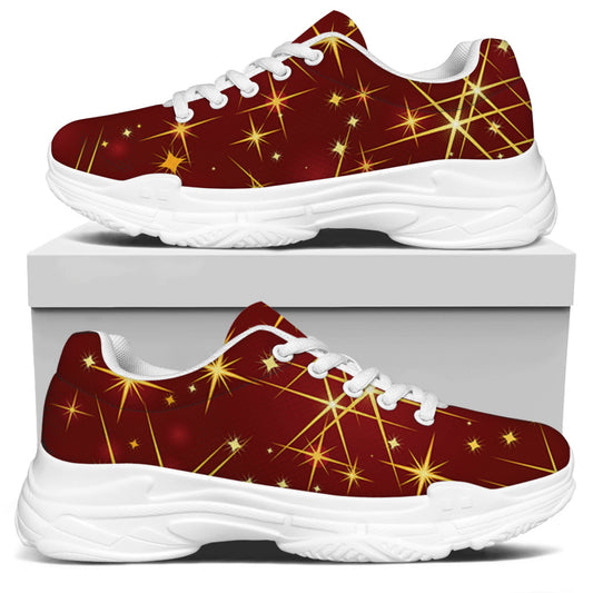 Christmas Sparkle Print White Chunky Shoes