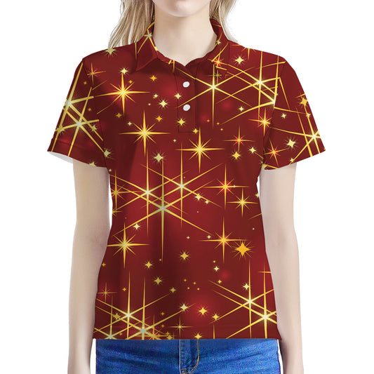 Christmas Sparkle Print Women's Polo Shirt