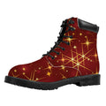 Christmas Sparkle Print Padded Collar Lace Up Boots