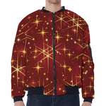 Christmas Sparkle Print Zip Sleeve Bomber Jacket