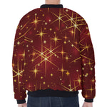 Christmas Sparkle Print Zip Sleeve Bomber Jacket