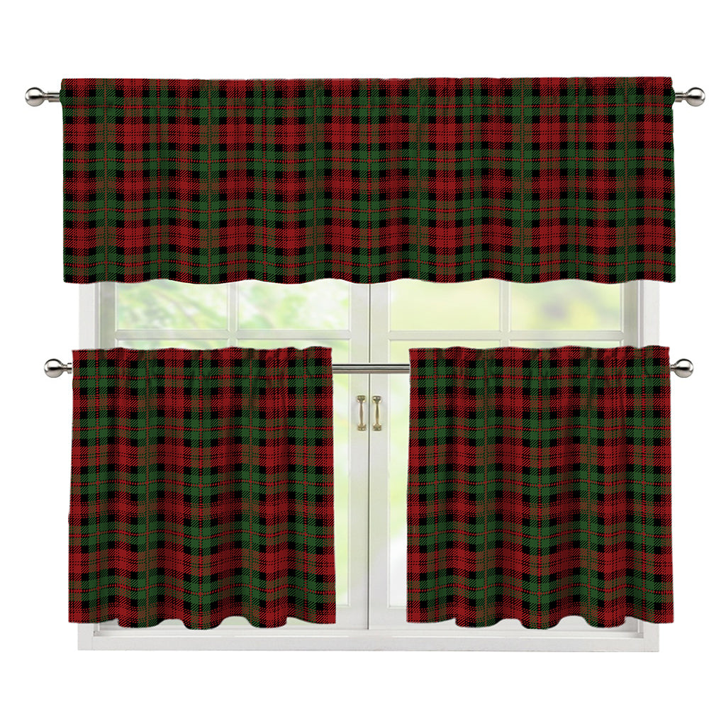 Christmas Tartan Pattern Print 3 Piece Kitchen Curtains