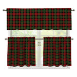Christmas Tartan Pattern Print 3 Piece Kitchen Curtains