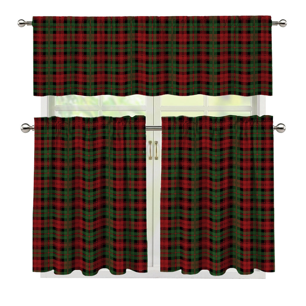 Christmas Tartan Pattern Print 3 Piece Kitchen Curtains
