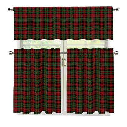 Christmas Tartan Pattern Print 3 Piece Kitchen Curtains
