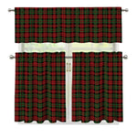 Christmas Tartan Pattern Print 3 Piece Kitchen Curtains