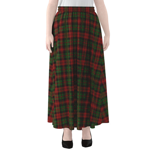 Christmas Tartan Pattern Print Chiffon Maxi Skirt