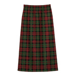 Christmas Tartan Pattern Print Cotton Front Slit Maxi Skirt